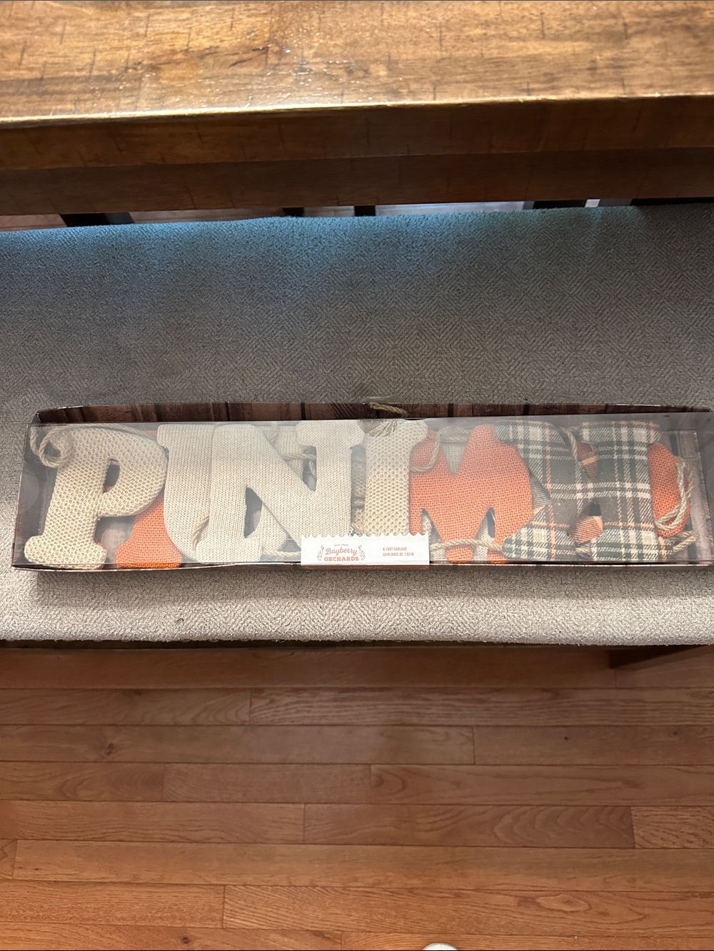 Pumpkin Garland Home Accent - Cream and Orange Plaid